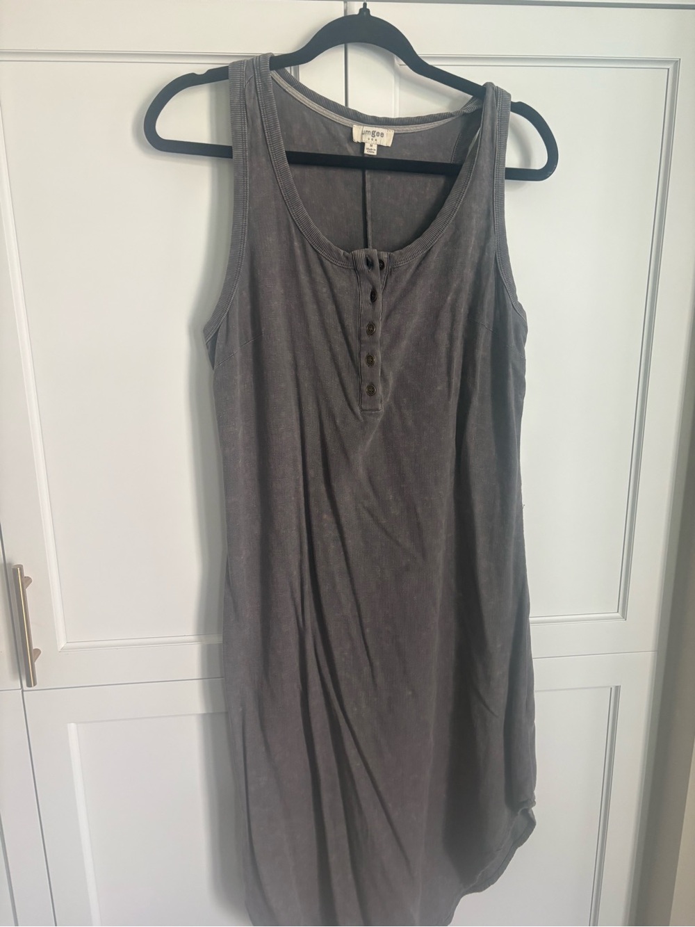 Umgee Washed Charcoal Gray Henley Tank Tunic